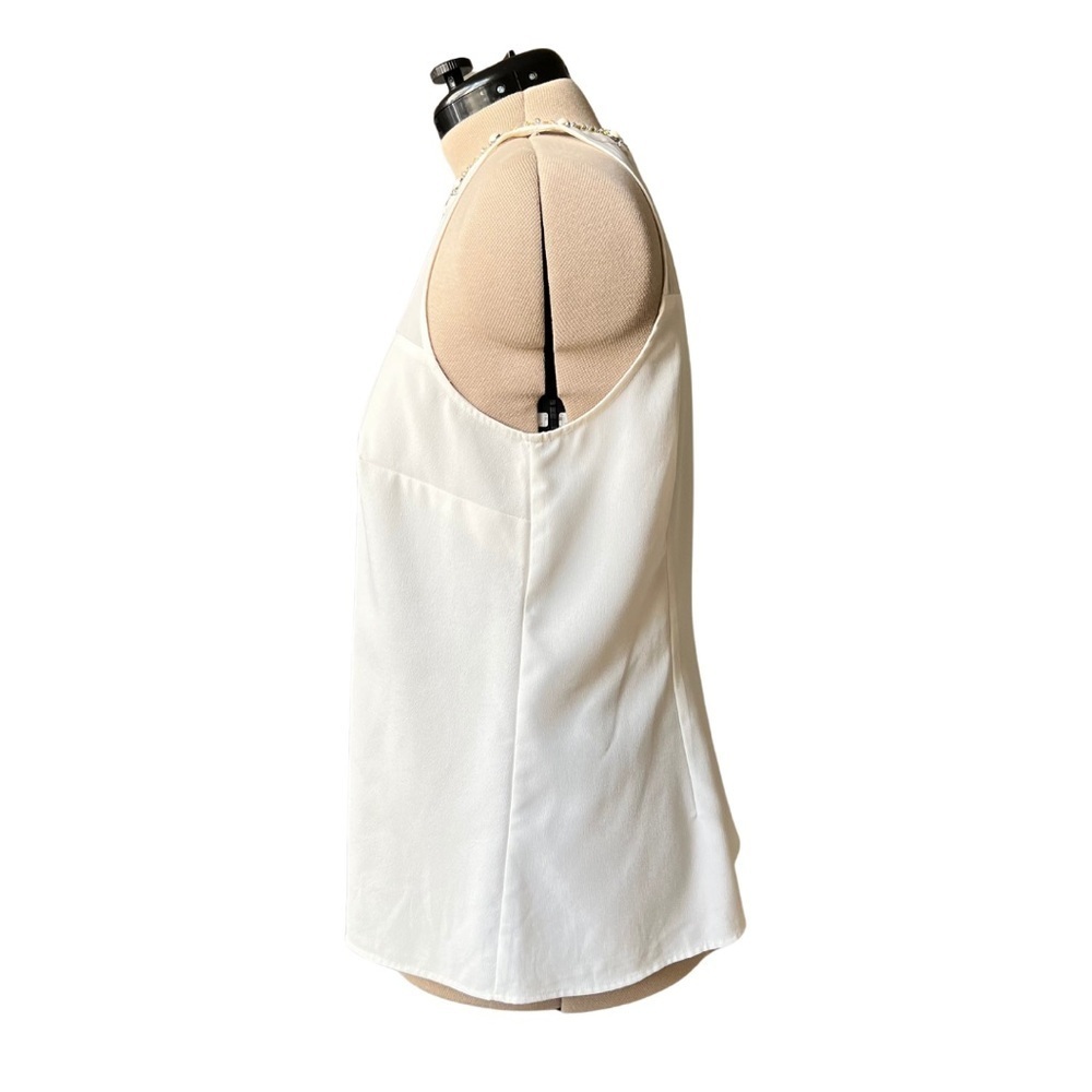 Ann Taylor [Size 14] Sheer Cream Sleeveless Top with Rhinestones - Picture 8 of 11